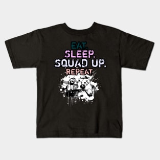 Cool Eat Sleep Squad Up Repeat Gamer Live Streamer Kids T-Shirt